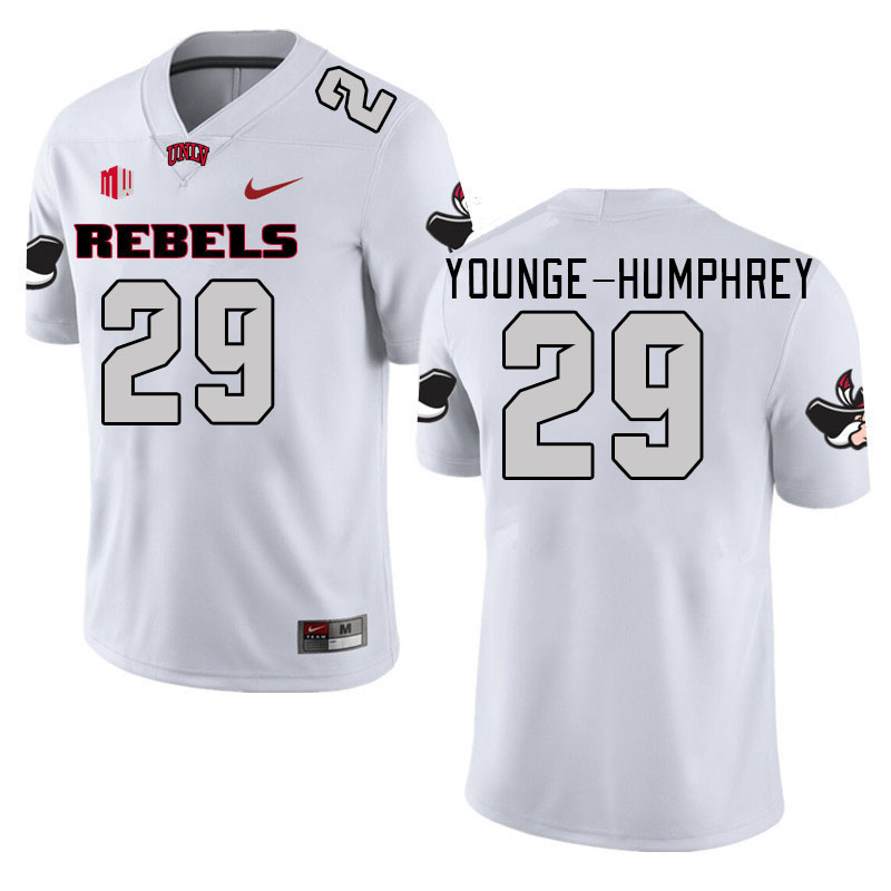 Men #29 Jordan Younge-Humphrey UNLV Rebels 2023 College Football Jerseys Stitched-White - Click Image to Close